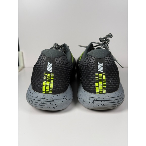 Nike Flyknit Lunarglide 8 Womens 11 Gray Neon Running Athletic Training Shoe - Picture 4 of 8